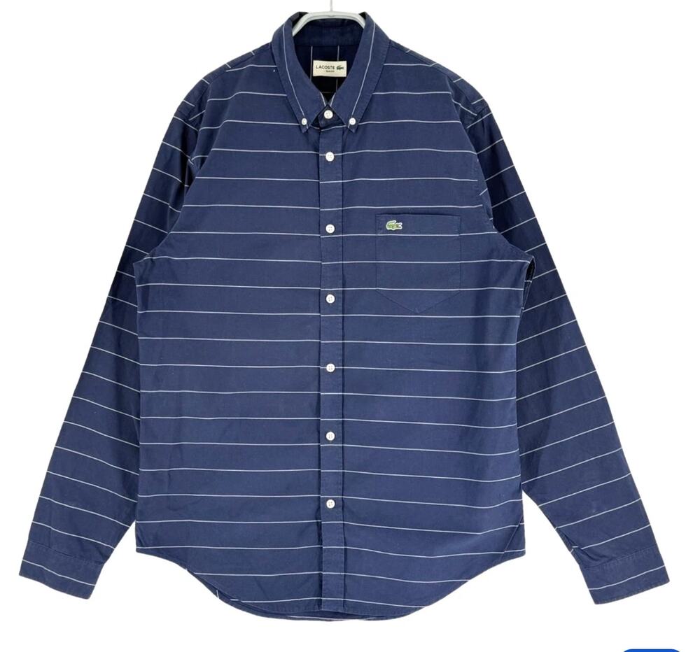 Lacoste Men's Medium Navy Slim Fit Button Down Shirt logo